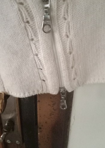 Beyaz Yarım Fermuarlı Yüksek Yaka Kadın Kazak - Görsel 5