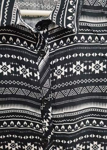 Kız Çocuk Gri Desenli gömlek - Görsel 4