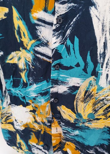 Erkek Kısa Kollu Çok Renkli Batik Desenli Gömlek - Görsel 4