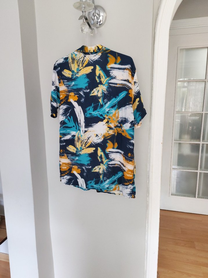 Erkek Kısa Kollu Çok Renkli Batik Desenli Gömlek - Görsel 3