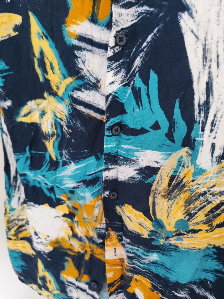 Erkek Kısa Kollu Çok Renkli Batik Desenli Gömlek - Görsel 4