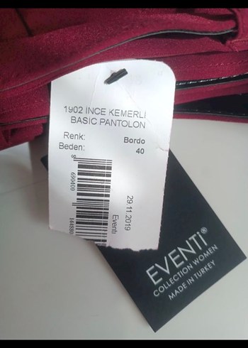 Kemer Detaylı Bordo Kadın Kumaş Pantolon - Görsel 4