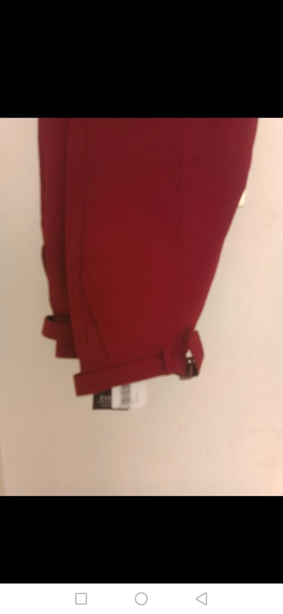 Kemer Detaylı Bordo Kadın Kumaş Pantolon - Görsel 5