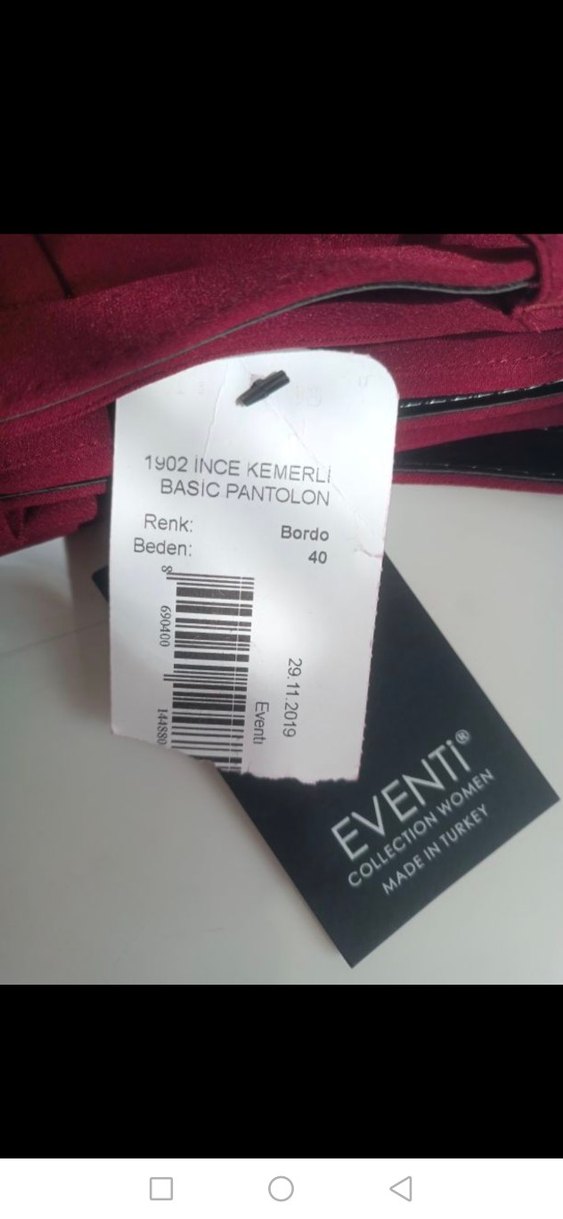 Kemer Detaylı Bordo Kadın Kumaş Pantolon - Görsel 4