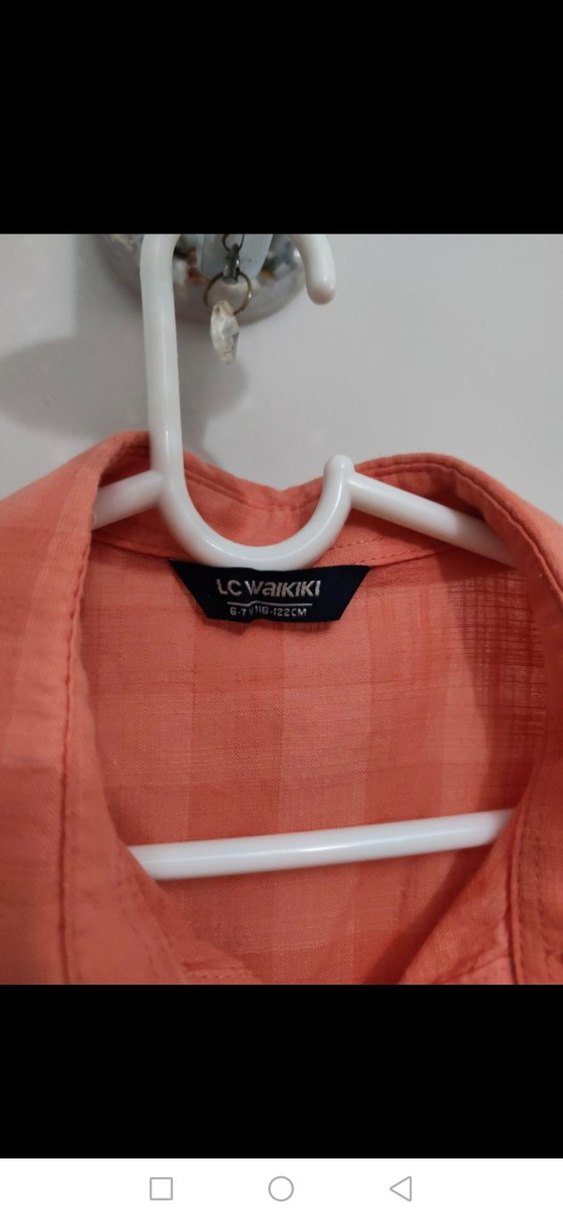 Erkek Çocuk Kırmızı Kısa Kollu Keten Gömlek - Görsel 3