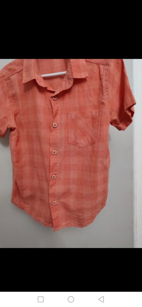 Erkek Çocuk Kırmızı Kısa Kollu Keten Gömlek - Görsel 2