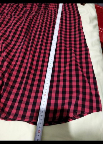 Pembe Kareli Bohem V Yaka elbise - Görsel 2