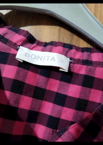 Pembe Kareli Bohem V Yaka elbise - Görsel 4