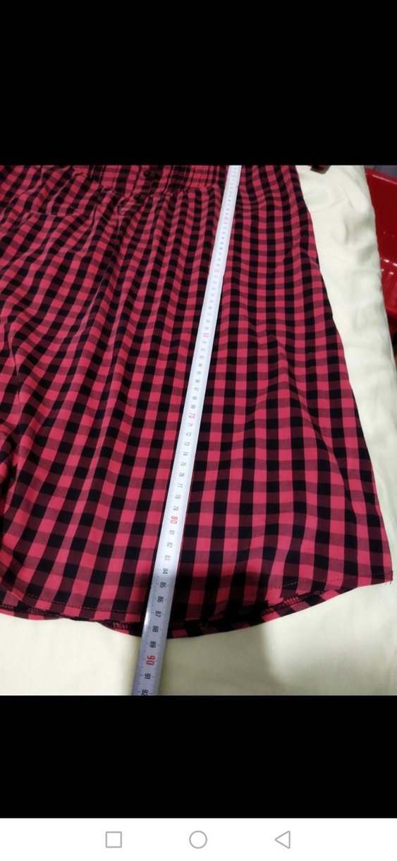 Pembe Kareli Bohem V Yaka elbise - Görsel 2