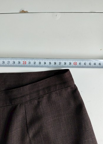 Kahverengi Midi Keten Kadın Kumaş Pantolon - Görsel 4