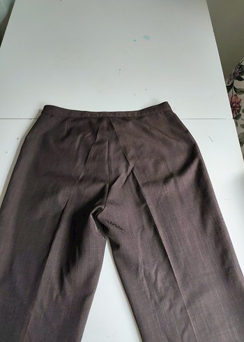 Kahverengi Midi Keten Kadın Kumaş Pantolon - Görsel 3