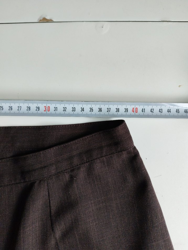 Kahverengi Midi Keten Kadın Kumaş Pantolon - Görsel 4