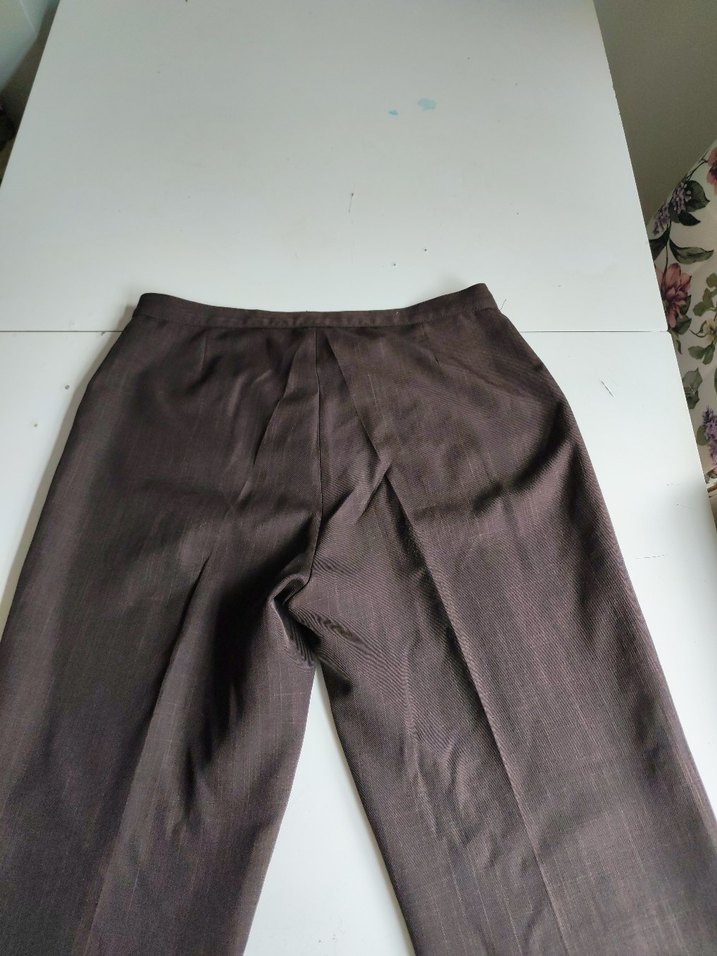 Kahverengi Midi Keten Kadın Kumaş Pantolon - Görsel 3