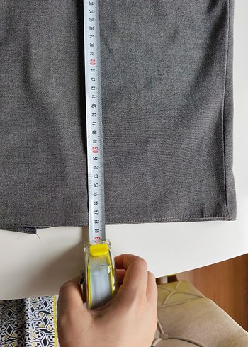 Gri Midi Kalem Etek, Kemer Detaylı - Görsel 4