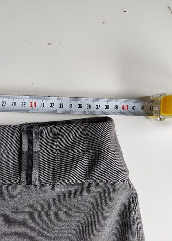 Gri Midi Kalem Etek, Kemer Detaylı - Görsel 3