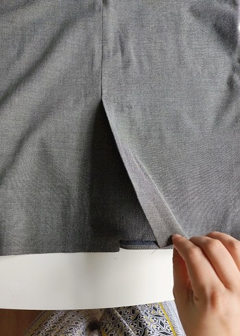 Gri Midi Kalem Etek, Kemer Detaylı - Görsel 2