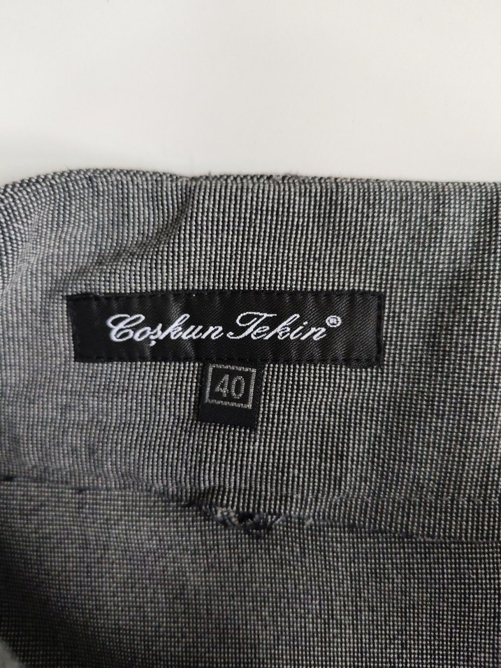 Gri Midi Kalem Etek, Kemer Detaylı - Görsel 5