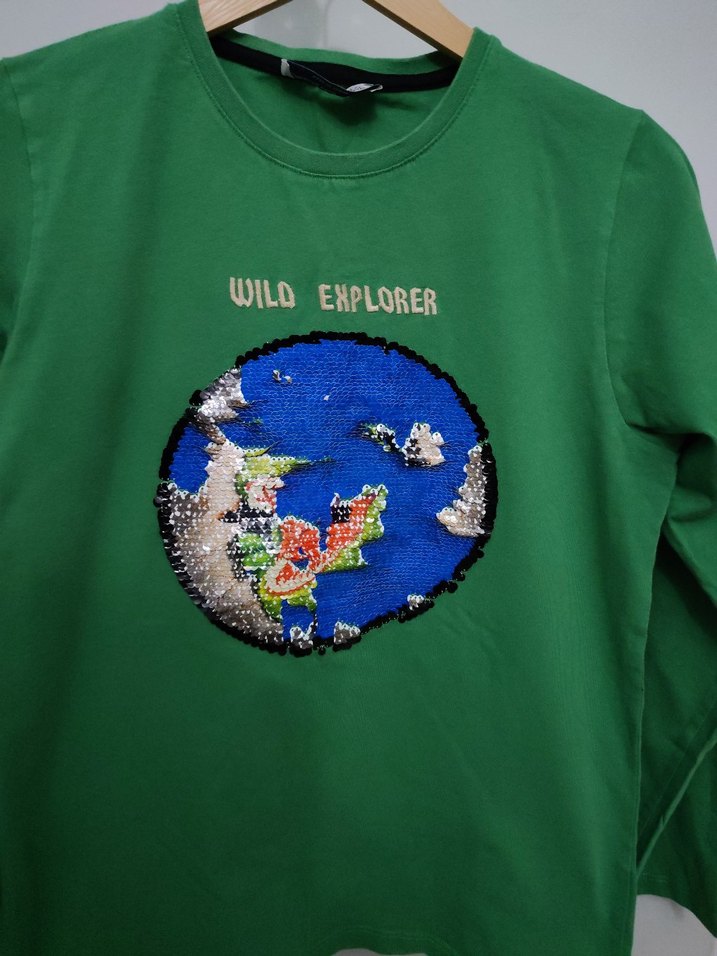 Erkek Çocuk Yeşil Baskılı Sweatshirt - Görsel 5