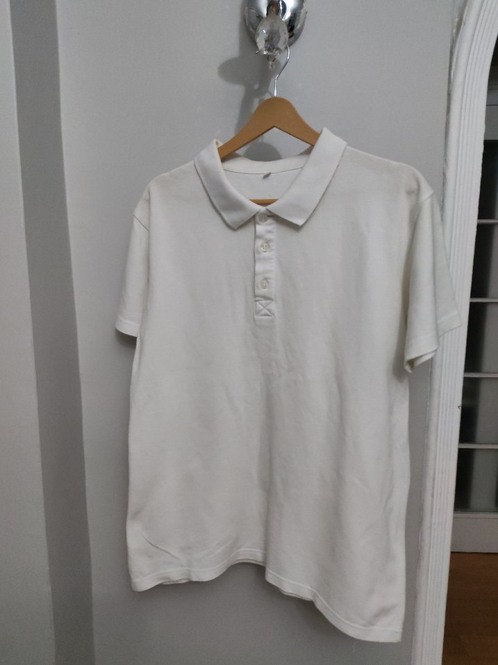 Erkek Beyaz Kısa Kollu Keten Polo Tişört - Görsel 2