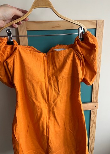 Turuncu Mini Straplez Elbise - Görsel 3