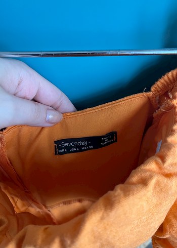 Turuncu Mini Straplez Elbise - Görsel 2