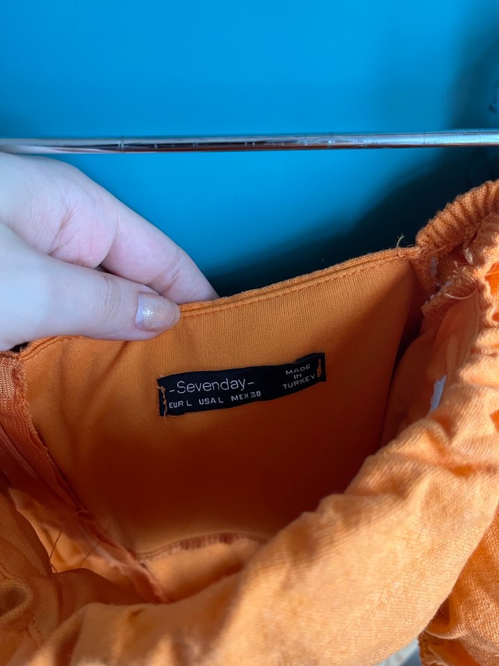 Turuncu Mini Straplez Elbise - Görsel 2