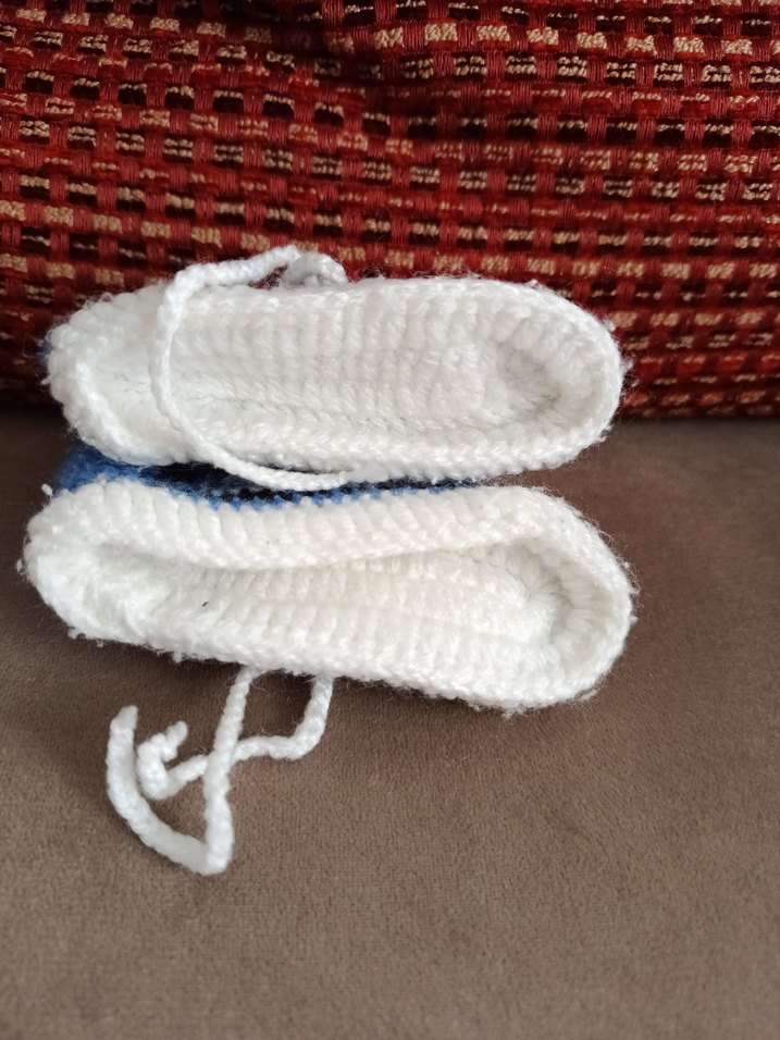 Mavi Örgü Erkek Bebek Patik - Görsel 3