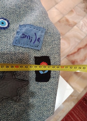 Düğmeli Gri Denim Bohem Kadın Çanta - Görsel 5