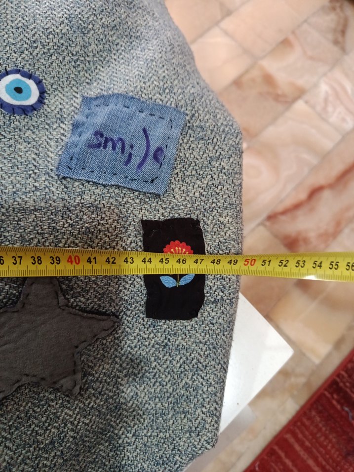 Düğmeli Gri Denim Bohem Kadın Çanta - Görsel 5