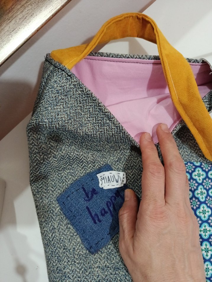 Düğmeli Gri Denim Bohem Kadın Çanta - Görsel 2