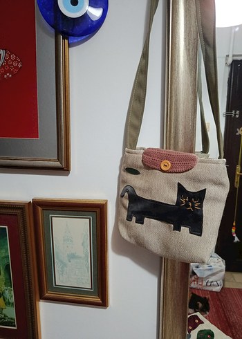 Kedili Bohem Kumaş Kadın Çantası - Görsel 2