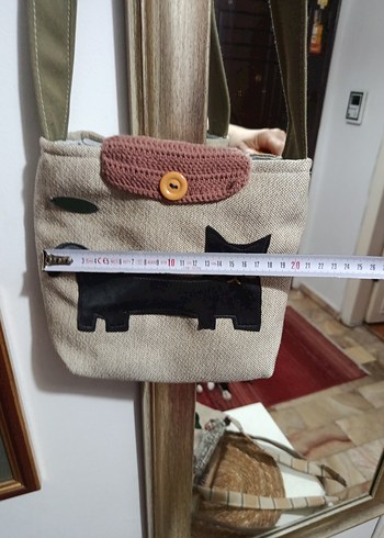 Kedili Bohem Kumaş Kadın Çantası - Görsel 4