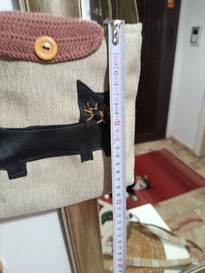 Kedili Bohem Kumaş Kadın Çantası - Görsel 5