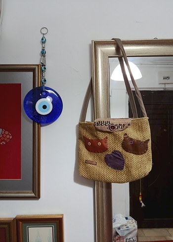 Kahverengi  Desenli Örgü  detaylı Bohem Kadın Çanta - Görsel 6