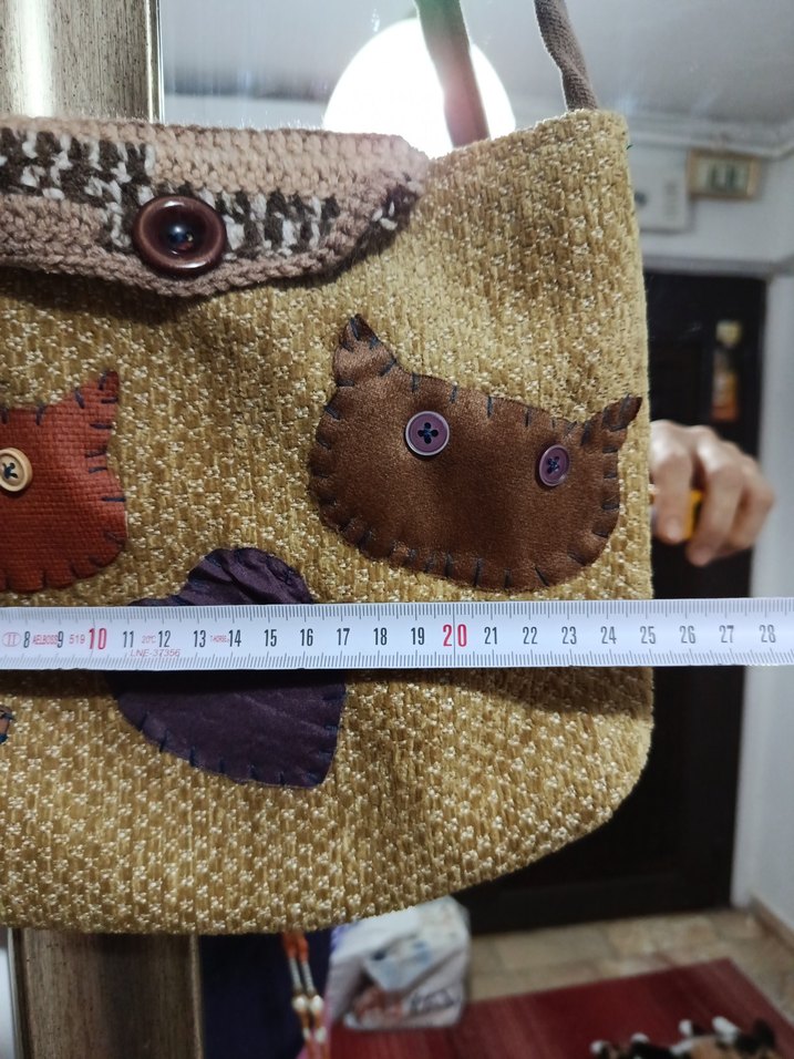 Kahverengi  Desenli Örgü  detaylı Bohem Kadın Çanta - Görsel 5