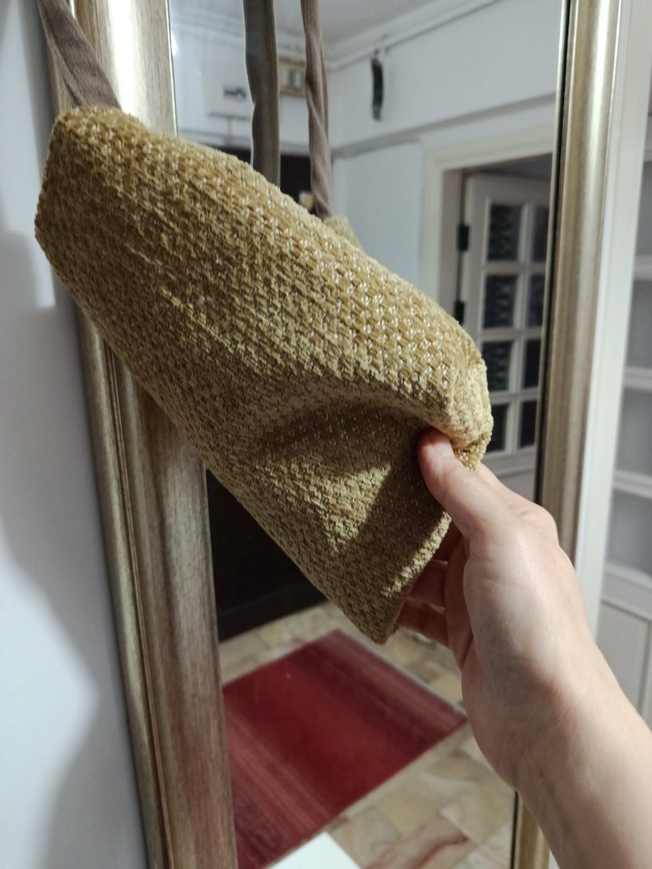 Kahverengi  Desenli Örgü  detaylı Bohem Kadın Çanta - Görsel 2