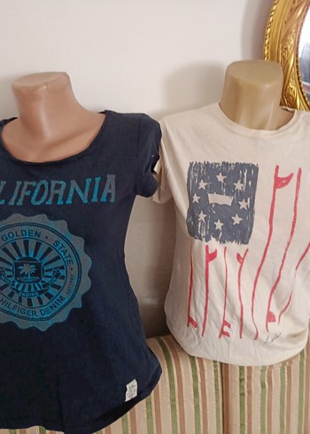 Kadın Mavi Baskılı Kısa Kollu Tişört - Görsel 4