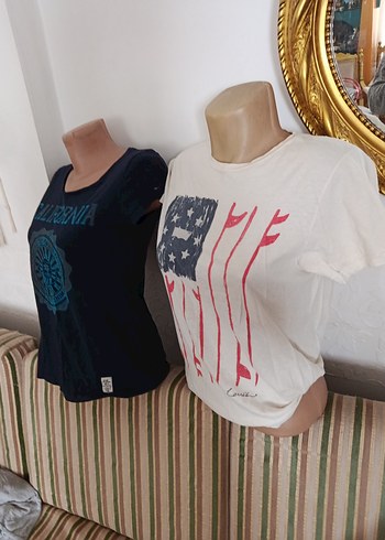 Kadın Mavi Baskılı Kısa Kollu Tişört - Görsel 2