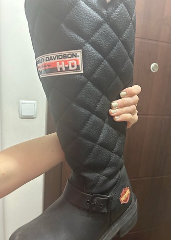Harley Deri Biker Dizüstü Kadın Çizme - Görsel 4