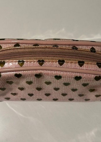 Fermuarlı Pembe Kadın Makyaj Çantası - Görsel 2
