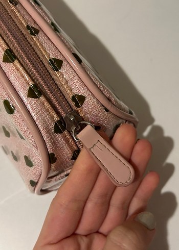 Fermuarlı Pembe Kadın Makyaj Çantası - Görsel 3