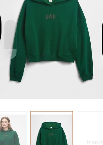 GAP Kadın Yeşil Kapüşonlu Sweatshirt - Görsel 5