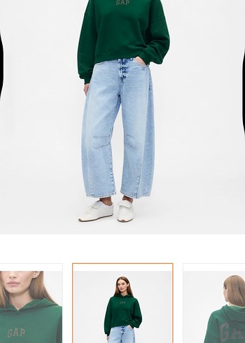 GAP Kadın Yeşil Kapüşonlu Sweatshirt - Görsel 3