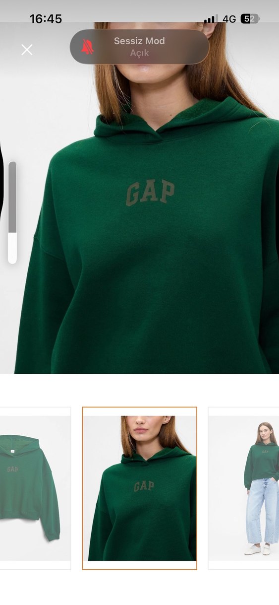 GAP Kadın Yeşil Kapüşonlu Sweatshirt - Görsel 4