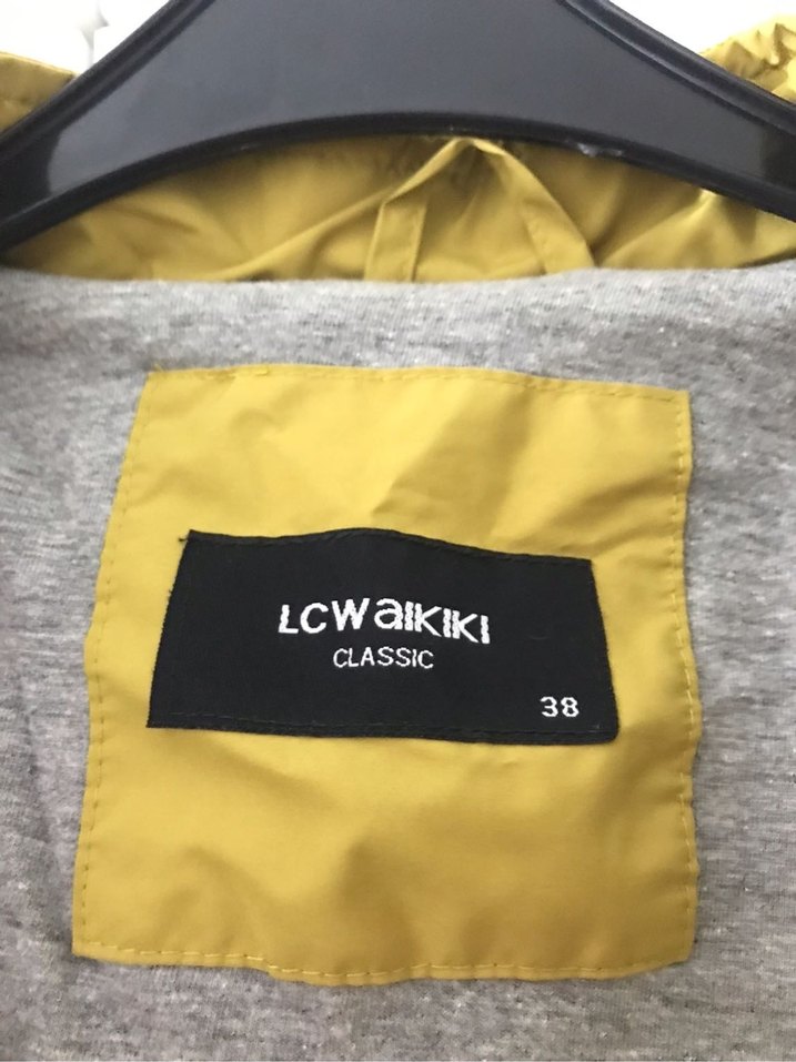 Sarı Kadın Midi Yağmurluk Fermuarlı - Görsel 2