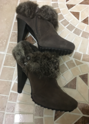 Vizon renk kürklü bootie