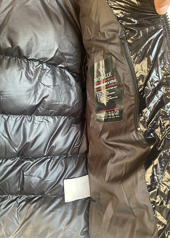 Erkek orijinal moncler Siyah Parlak Deri Mont - Görsel 4