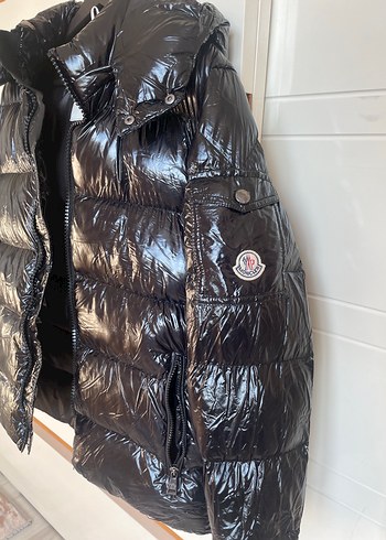 Erkek orijinal moncler Siyah Parlak Deri Mont - Görsel 6