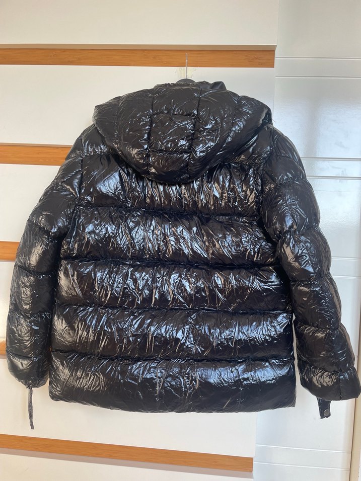 Erkek orijinal moncler Siyah Parlak Deri Mont - Görsel 5