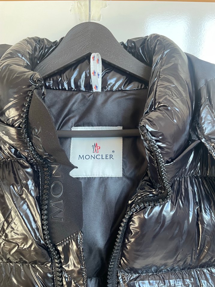 Erkek orijinal moncler Siyah Parlak Deri Mont - Görsel 2